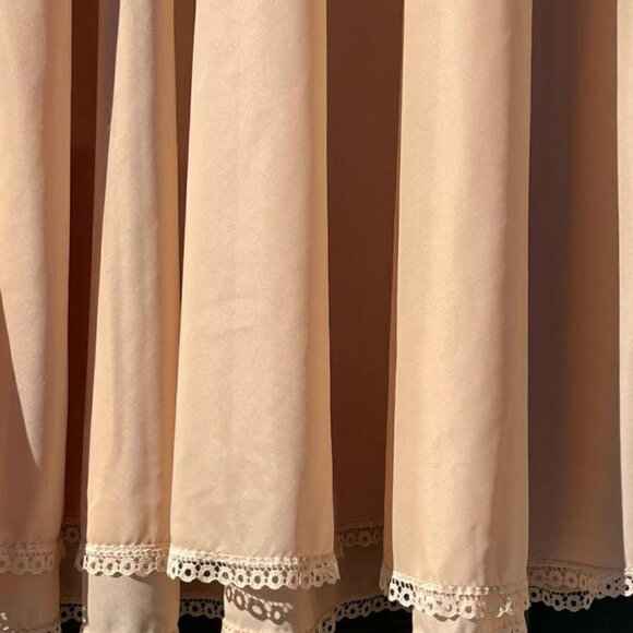 champagne nylon slip dress lace darted bodice full skirt Made in Italy Large - Picture 5 of 10